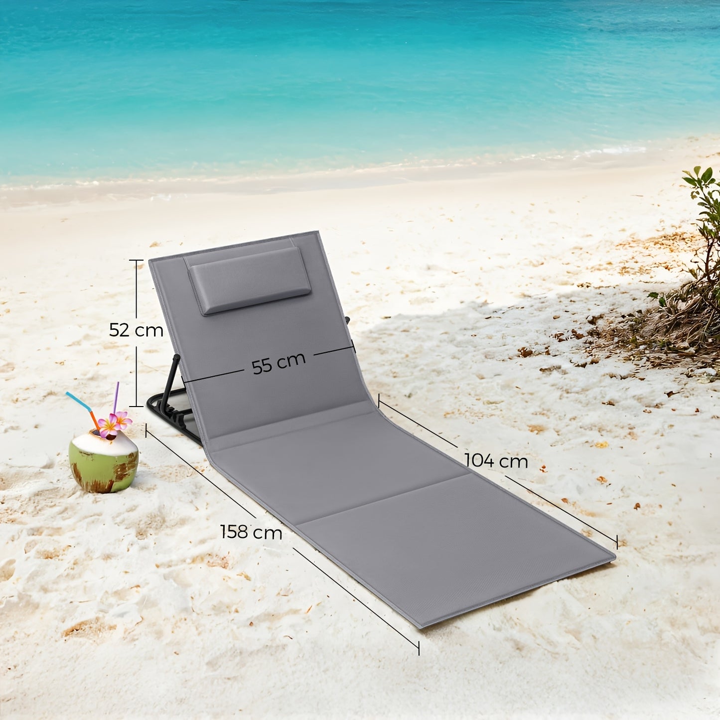 Sdraio Pieghevole Ultra Leggera, Schienale Ajustable, Ideale Mare/Giardino