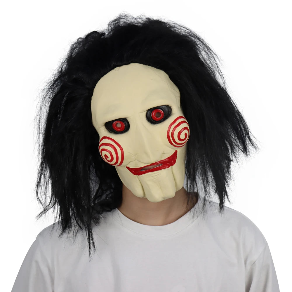 Maschera Jigsaw Horror Spiral Saw Lattice per Halloween Cosplay