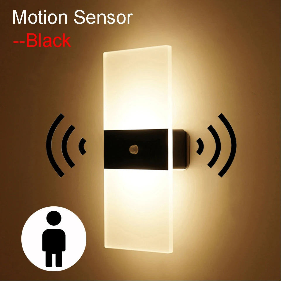 Lampada da Parete a LED con USB | Sensore Movimento Touch | Luci Notturne Acrilico | per Camera da Letto, Soggiorno