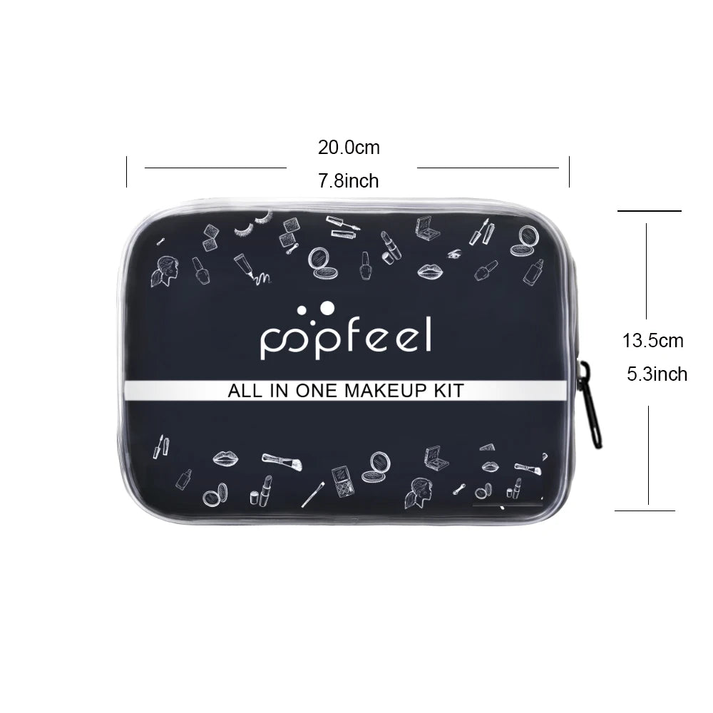 Trucco Completo Tutto-in-Uno popfeel - Kit Makeup con Ombretti, Fondotinta, Pennelli, Gloss Labbra