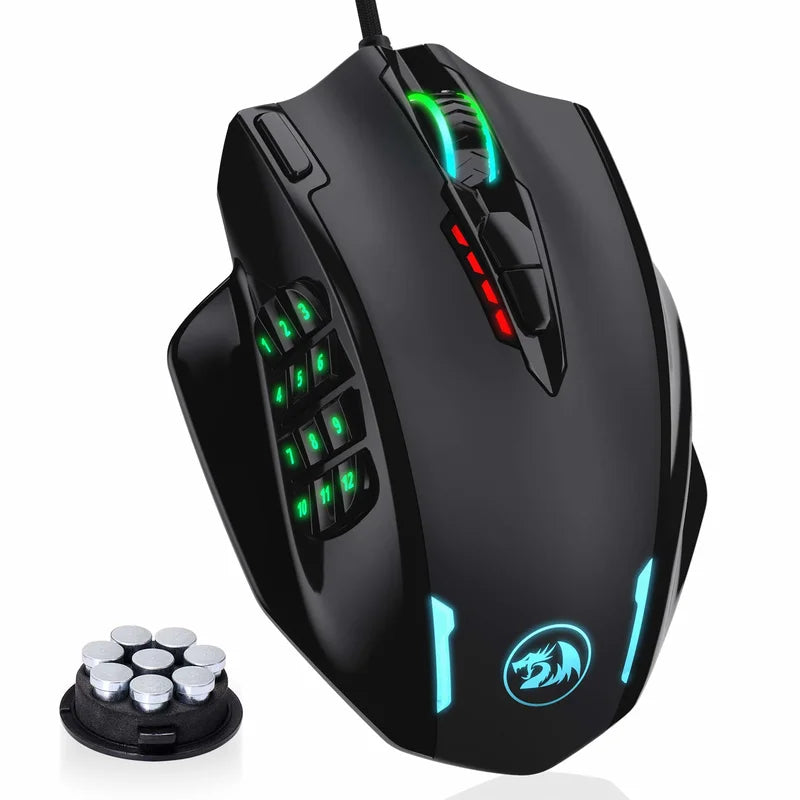 Mouse da Gioco Professionale - 18 Tasti Macro, 12400 DPI, Retroilluminazione RGB