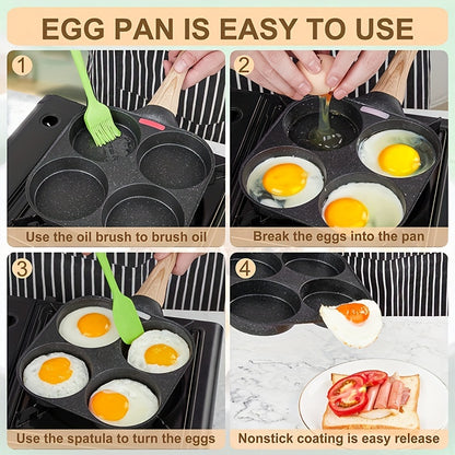 Padella 4 Fori Pietra Maifan - Antiaderente, Induzione, Per Uova/Pancake