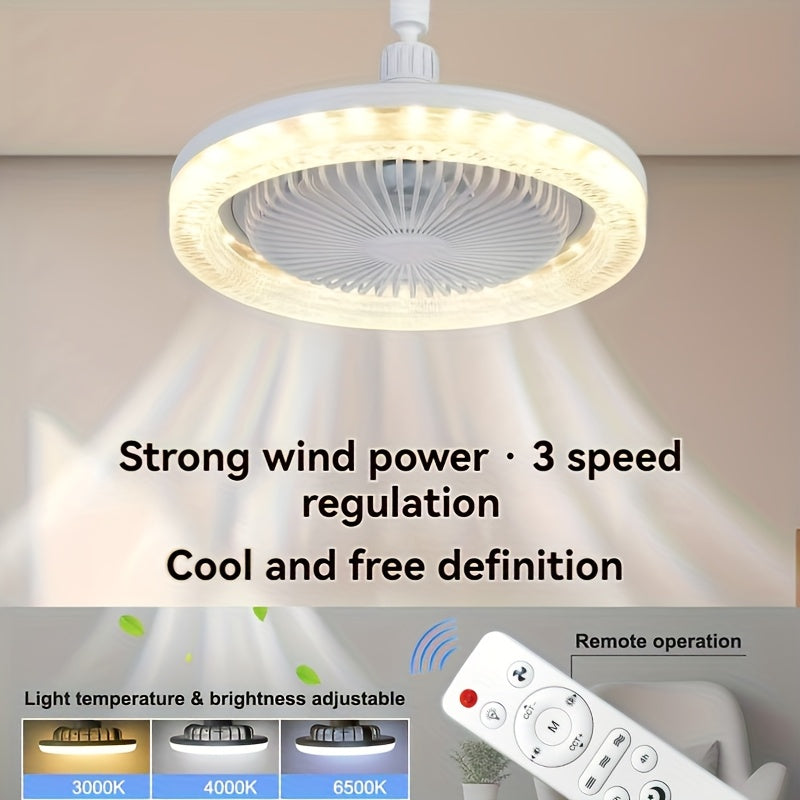 Ventilatore Soffitto LED 10" - 3 Velocità + Luce RGB 3000K-6500K, Telecomando