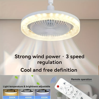 Ventilatore Soffitto LED 10" - 3 Velocità + Luce RGB 3000K-6500K, Telecomando