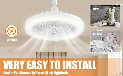 Ventilatore Soffitto LED 10" - 3 Velocità + Luce RGB 3000K-6500K, Telecomando