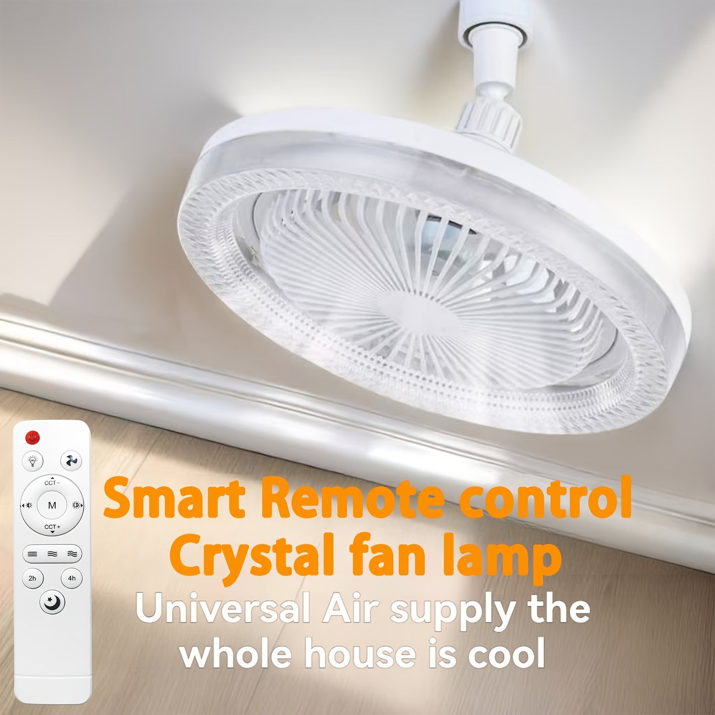 Ventilatore Soffitto LED 10" - 3 Velocità + Luce RGB 3000K-6500K, Telecomando