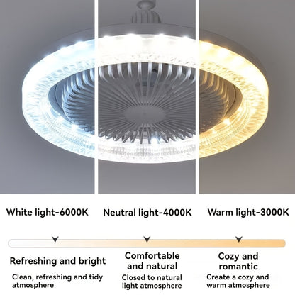 Ventilatore Soffitto LED 10" - 3 Velocità + Luce RGB 3000K-6500K, Telecomando