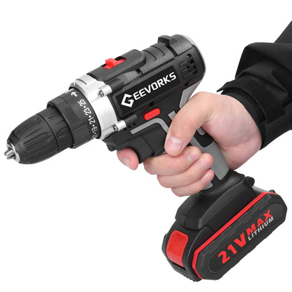 Kit Trapano Senza Fili Lixada 21V con 2 Batterie - 1450 RPM - Per Casa/Officina