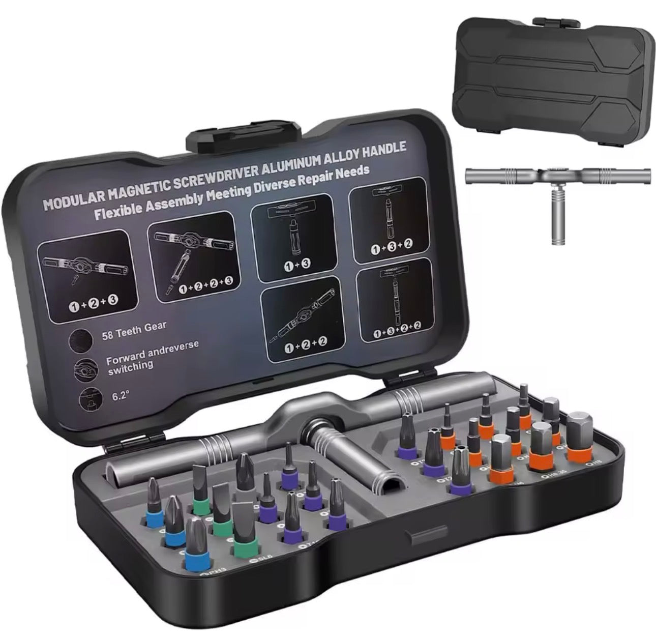 Set Cacciaviti Magnetici Precisione 24in1/40in1/66in1 Cricchetto Impugnatura T