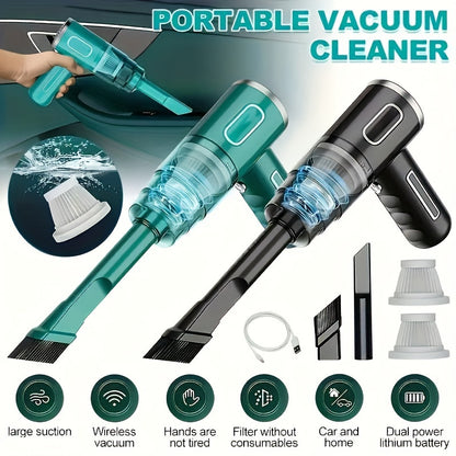 Aspirapolvere Auto 120W Senza Fili - Turbo Ciclonico, Ultra-Portatile, Ricaricabile