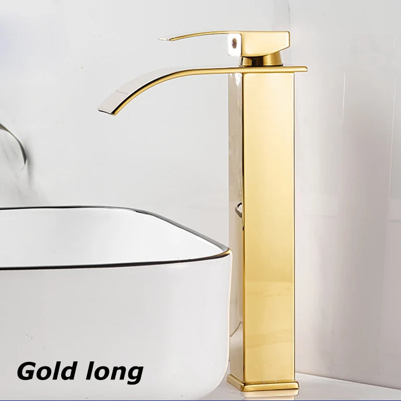 Lavabo a Cascata Nero Elegante – Rubinetto Alto/Basso con Miscelatore