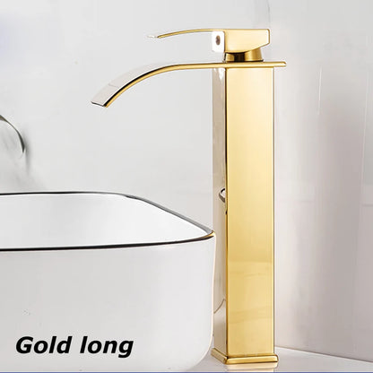 Lavabo a Cascata Nero Elegante – Rubinetto Alto/Basso con Miscelatore