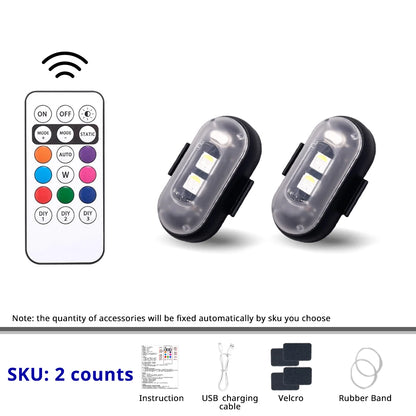 Luci Multiuso - Auto Stroboscopiche RGB Wireless | 8 Colori, 10 Modalità, Telecomando, Ricaricabili | per Esterni/Interni Veicoli