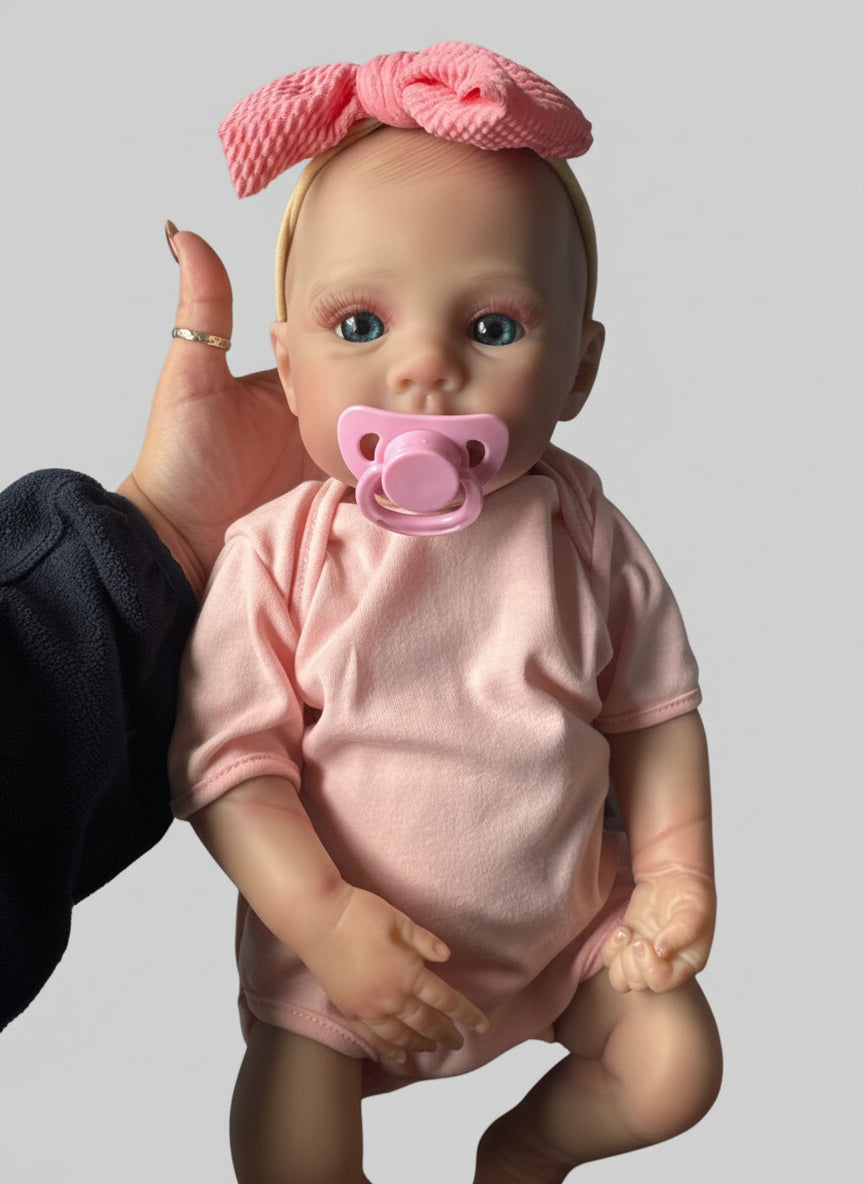 Bambola Reborn 18' Pollici Pelle 3D Con Fiocco Corpo Ulta Morbido Regalo Perfetto