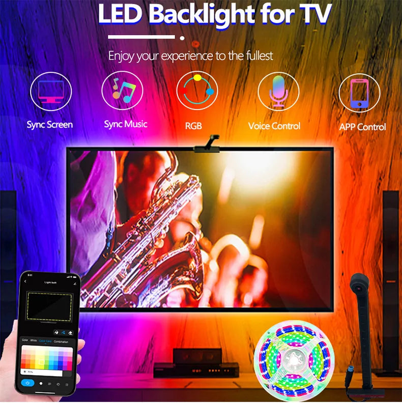Luce Ambiente Sincronizzazione TV/Schermo, APP Control, Effetti Musicali