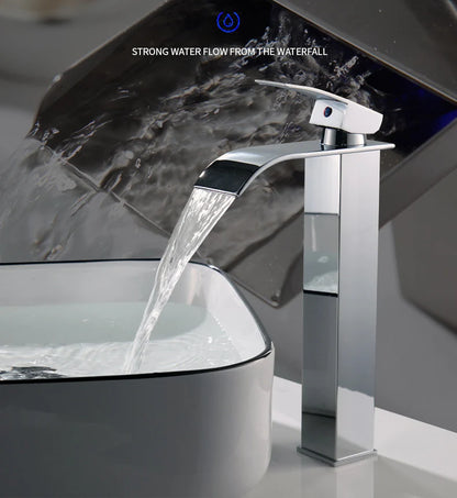 Lavabo a Cascata Nero Elegante – Rubinetto Alto/Basso con Miscelatore