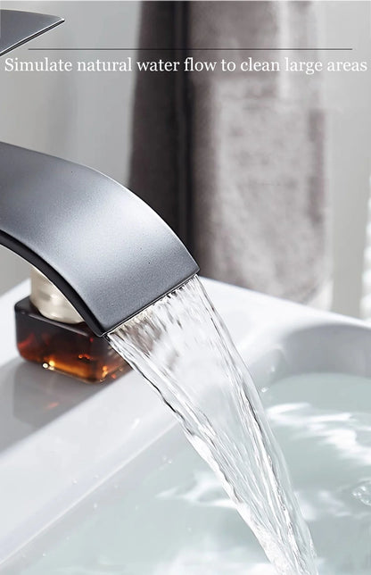 Lavabo a Cascata Nero Elegante – Rubinetto Alto/Basso con Miscelatore