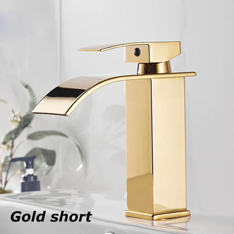 Lavabo a Cascata Nero Elegante – Rubinetto Alto/Basso con Miscelatore
