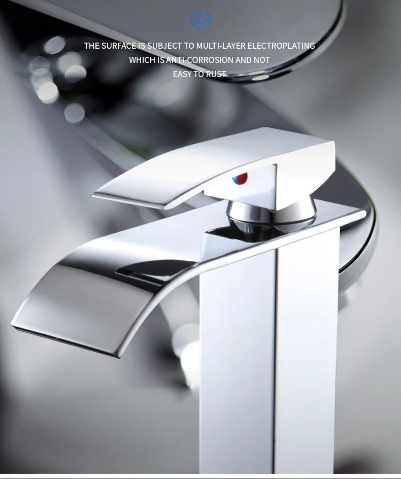 Lavabo a Cascata Nero Elegante – Rubinetto Alto/Basso con Miscelatore