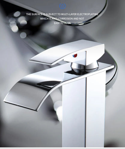 Lavabo a Cascata Nero Elegante – Rubinetto Alto/Basso con Miscelatore