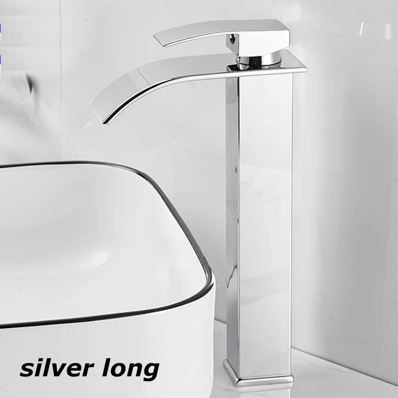 Lavabo a Cascata Nero Elegante – Rubinetto Alto/Basso con Miscelatore