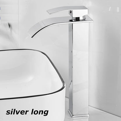 Lavabo a Cascata Nero Elegante – Rubinetto Alto/Basso con Miscelatore