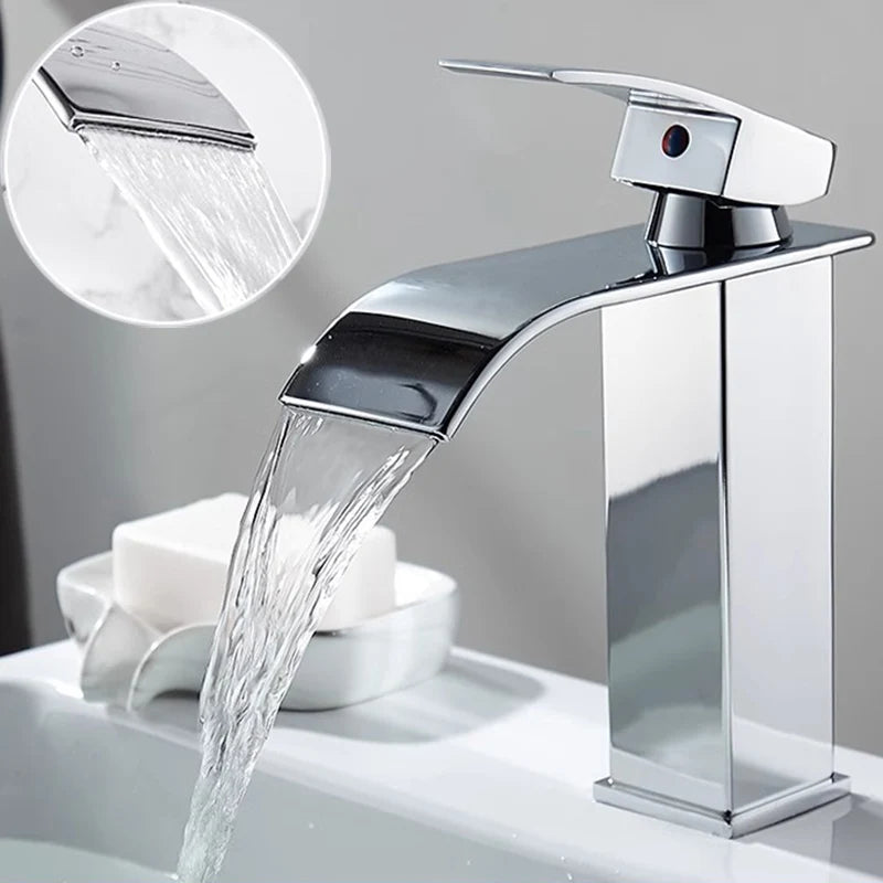 Lavabo a Cascata Nero Elegante – Rubinetto Alto/Basso con Miscelatore