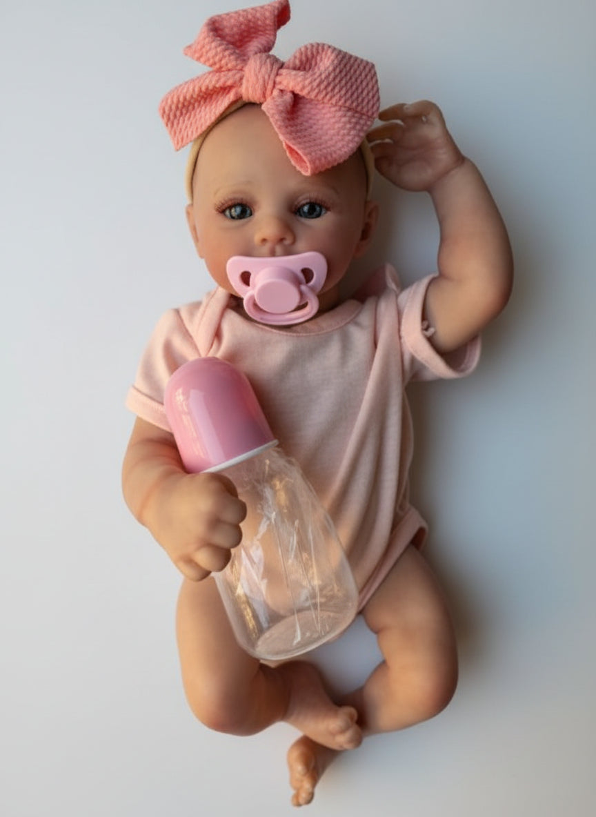 Bambola Reborn 18' Pollici Pelle 3D Con Fiocco Corpo Ulta Morbido Regalo Perfetto