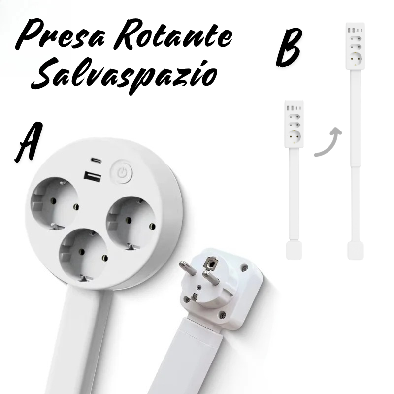 Presa Rotante Salvaspazio con USB – Ideale per Divano, Letto e Scrivania