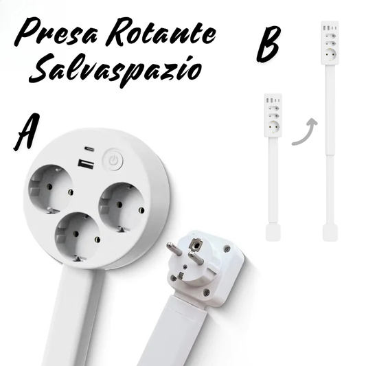 Presa Rotante Salvaspazio con USB – Ideale per Divano, Letto e Scrivania