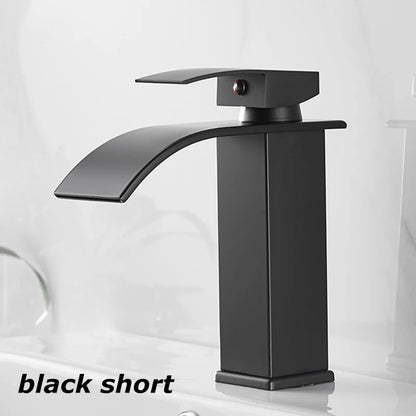 Lavabo a Cascata Nero Elegante – Rubinetto Alto/Basso con Miscelatore