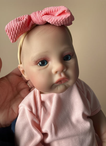 Bambola Reborn 18' Pollici Pelle 3D Con Fiocco Corpo Ulta Morbido Regalo Perfetto
