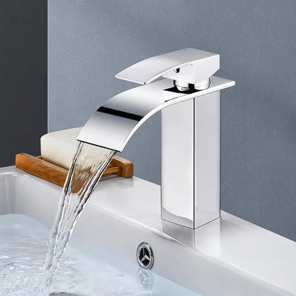 Lavabo a Cascata Nero Elegante – Rubinetto Alto/Basso con Miscelatore