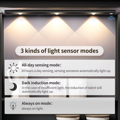Luci LED Ultra Sottili Sotto Armadio | Sensore Movimento , 3 Colori Dimmerabili | per Cucina, Camera, Guardaroba