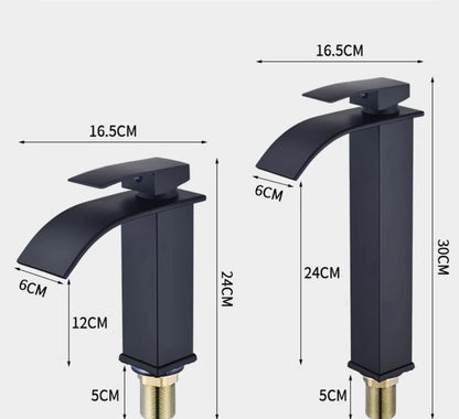Lavabo a Cascata Nero Elegante – Rubinetto Alto/Basso con Miscelatore