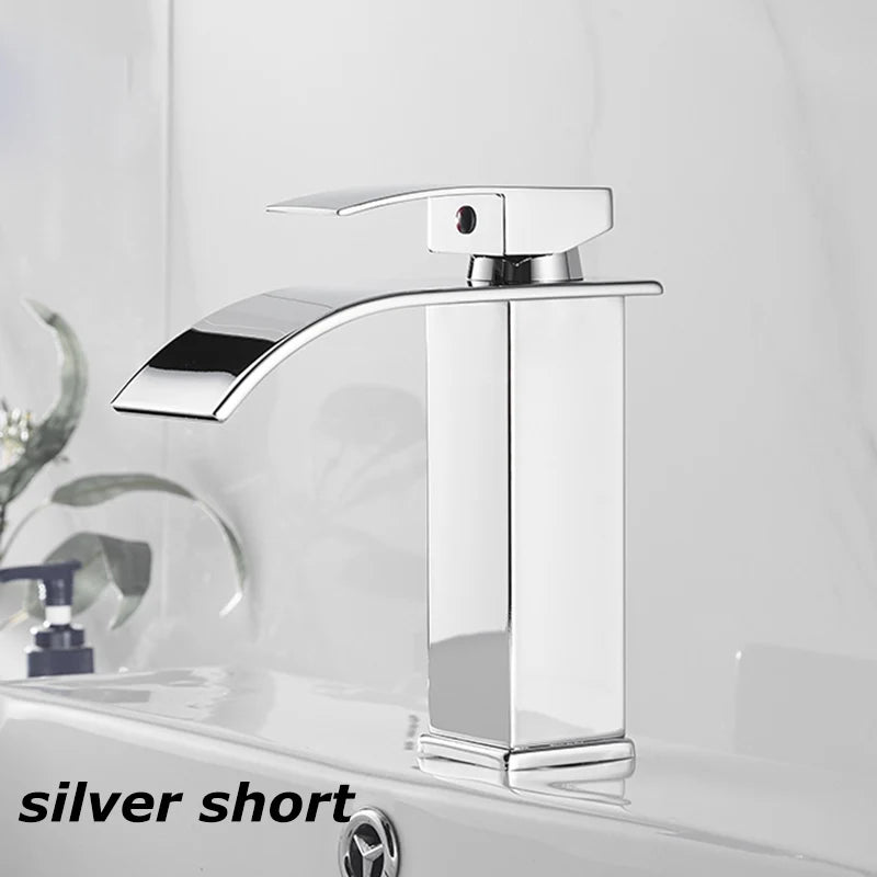 Lavabo a Cascata Nero Elegante – Rubinetto Alto/Basso con Miscelatore