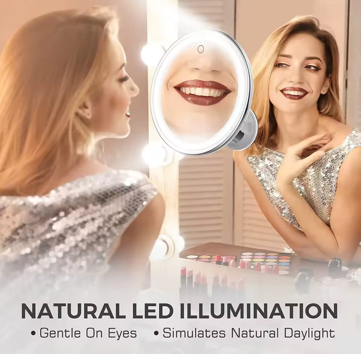 Specchio Trucco 10X, Luci LED Touch, Braccio Girevole, Ideale per Makeup