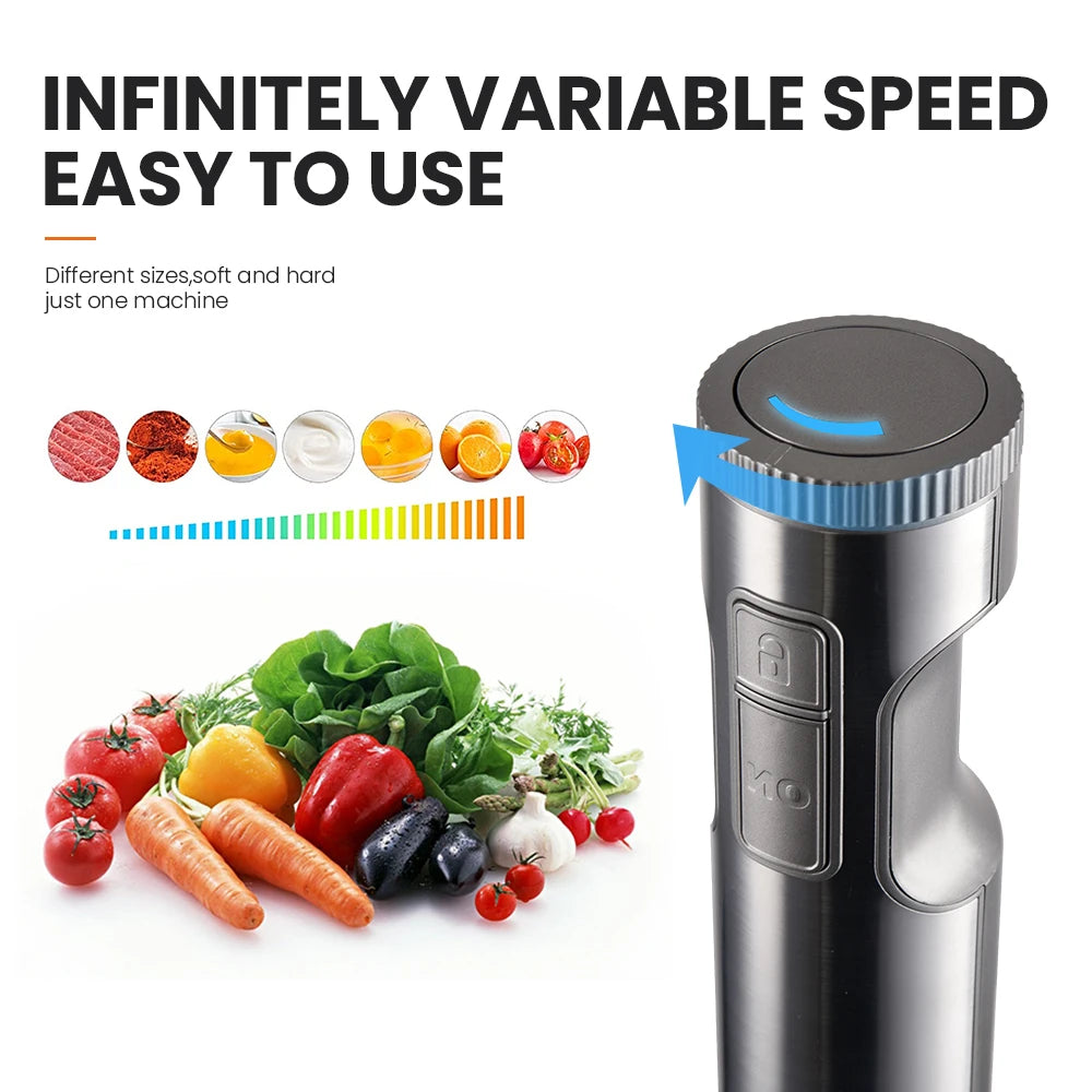 Frullatore a Immersione 1000W 4-in-1 | Lame Acciaio, Frusta, Bicchiere 700ml+500ml