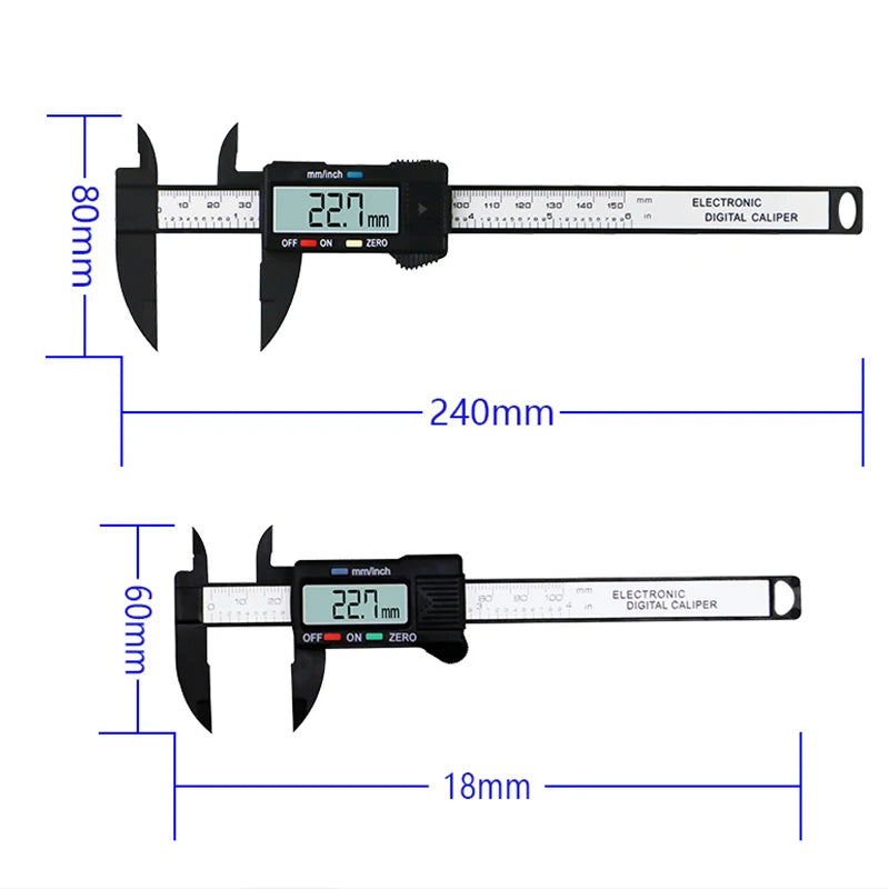 Calibro Digitale 150mm (6") – Precisione al Millesimo, Facile e Veloce