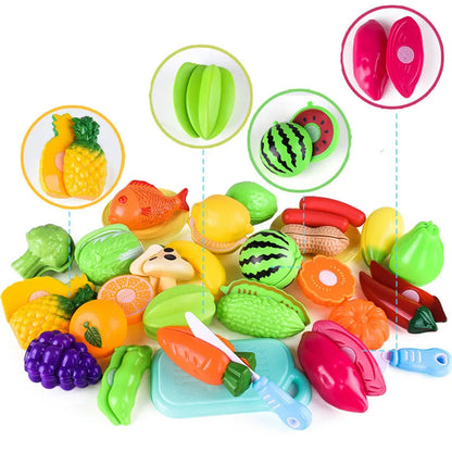 Carrello Spesa Giocattolo Bambini con 28 Accessori - Frutta, Cibo Finto, Role Play
