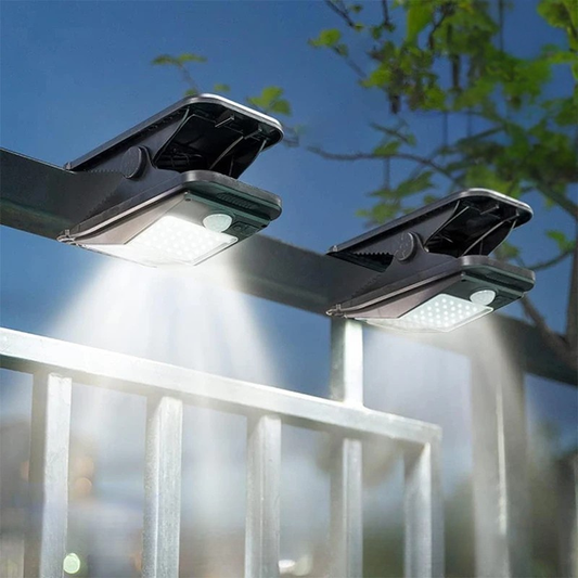 Luce Solare di Sicurezza con Sensore di Movimento | Clip Super Luminosa, IP65 Impermeabile | Lampada da Esterno per Giardino, Campeggio, Recinzione