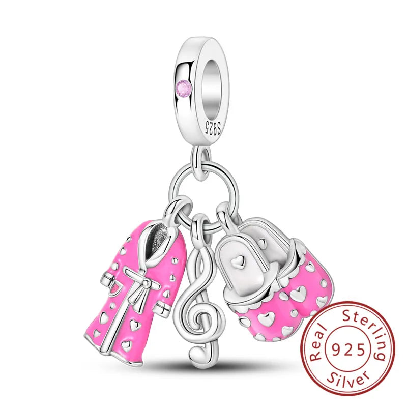 Ciondoli Argento 925 - Fiocco, Bottiglietta Profumo Rosa, Charm Femminili per Bracciali Fai-Da-TeDolci e raffinati, perfetti per creare gioielli unici. Regalo ideale per donne e ragazze!