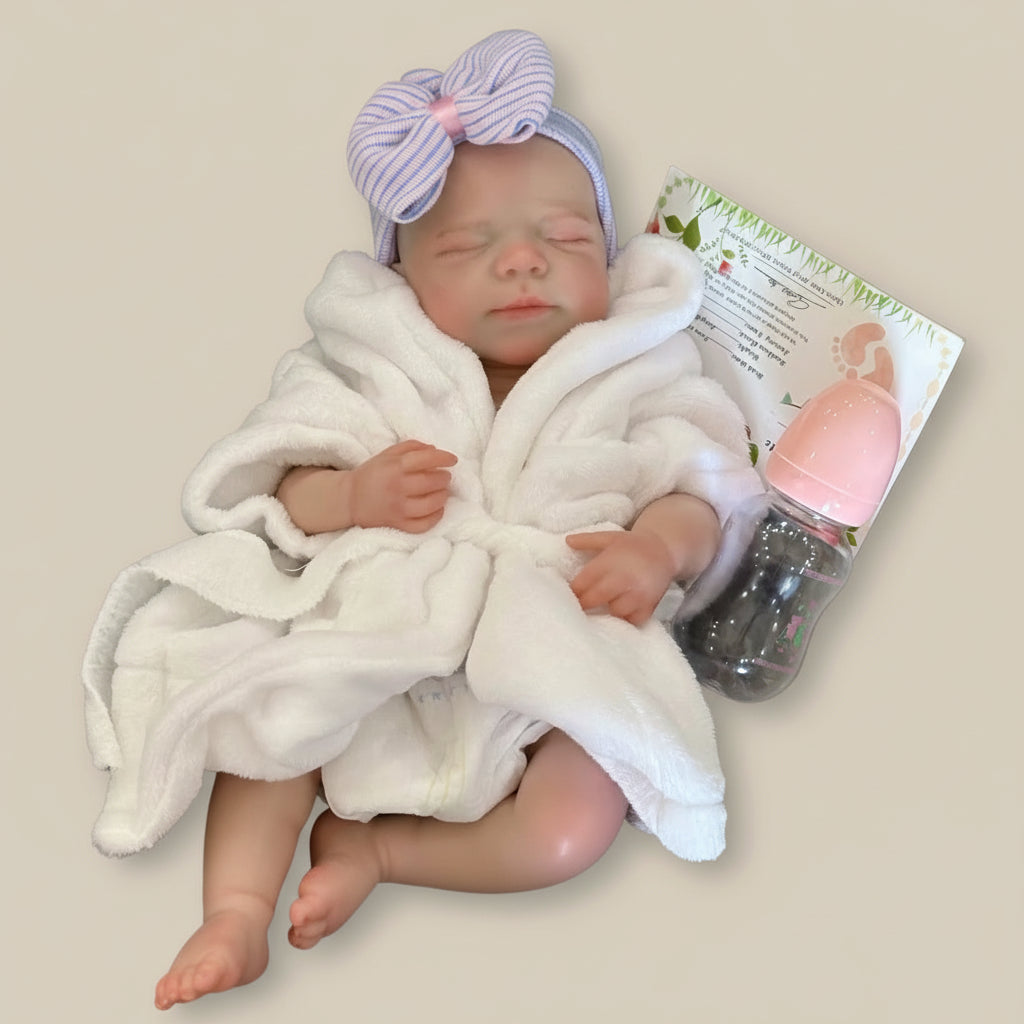 Bambola Reborn Vera  45cm Bocca Aperta, Silicone Morbido Regalo Natale Bambini