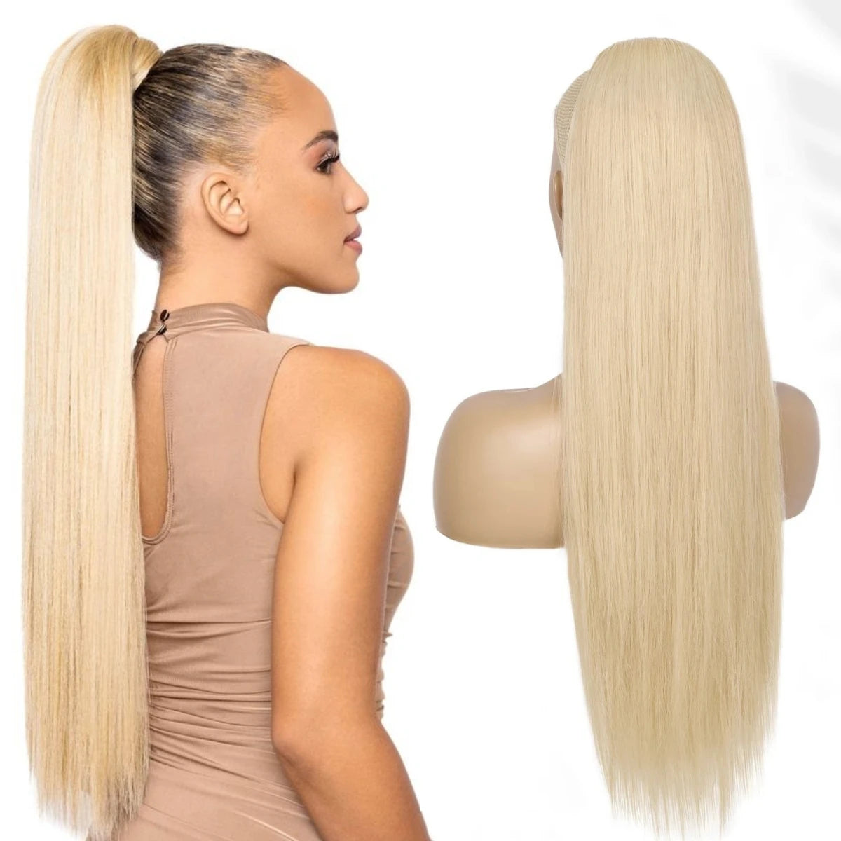 ✨ Extension Capelli 100% Umani 10-26" - Clip a Coda di Cavallo con Coulisse Bionda - 120g Naturale & Morbido! 🏆