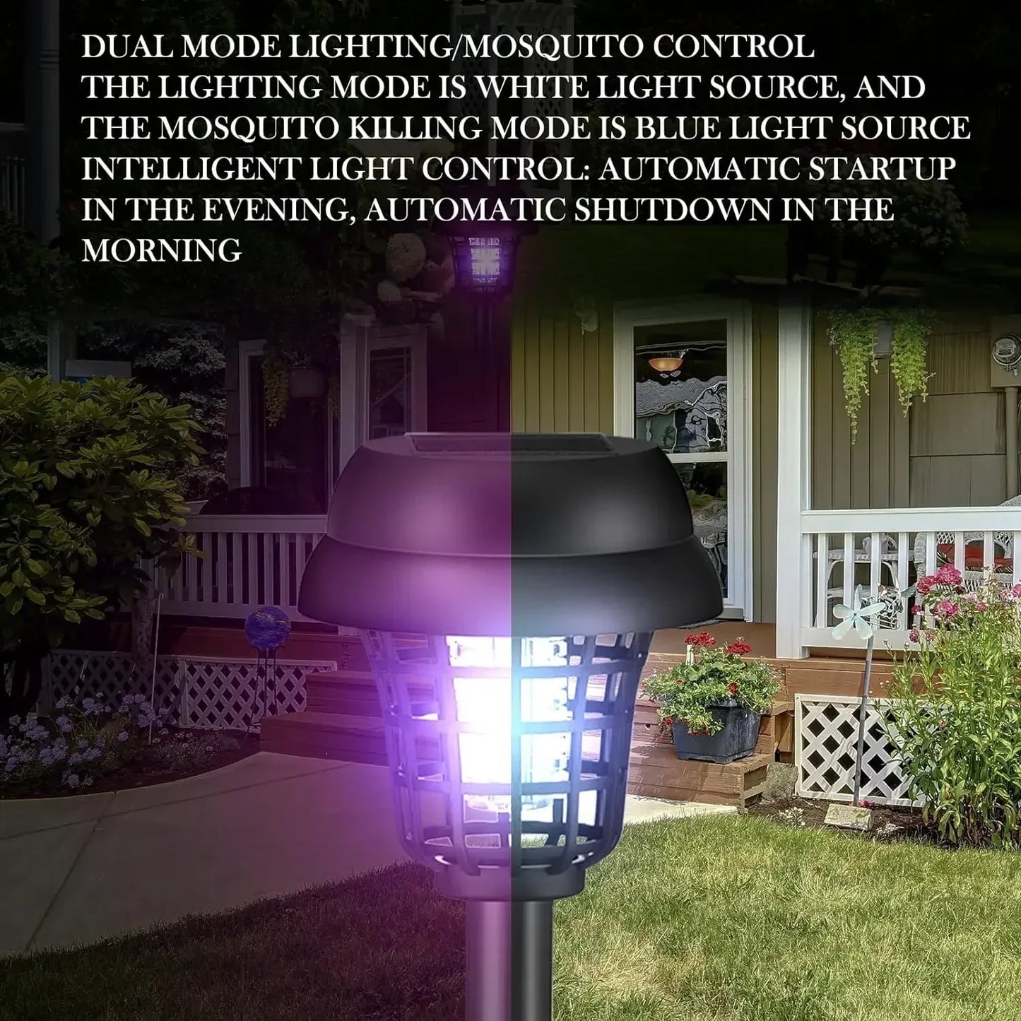 Lampada Solare Antizanzare da Giardino | Repellente a LED UV, Impermeabile per Esterno, Campeggio, Illuminazione e Trappola Insetti