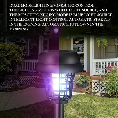 Lampada Solare Antizanzare da Giardino | Repellente a LED UV, Impermeabile per Esterno, Campeggio, Illuminazione e Trappola Insetti