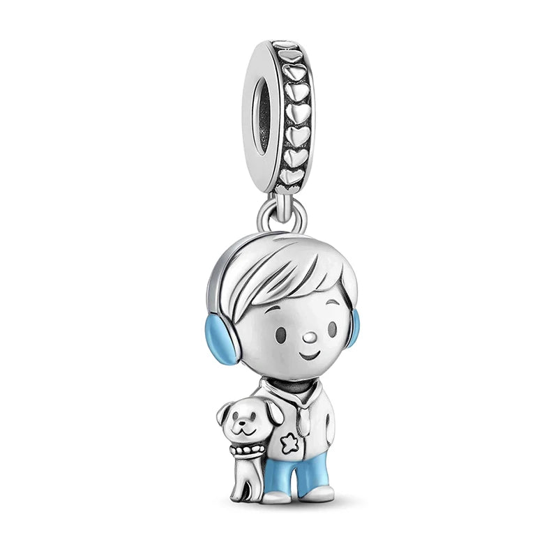 Perline Braccialetto 925 Argento Sterling | Charm Cane, Farfalla, Polpo | Gioielli Fai Da Te