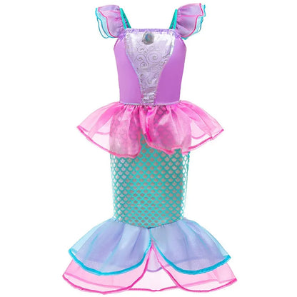Abito Principessa per Bambine - Costume Elsa, Anna, Jasmine, Rapunzel per Feste e Carnevale