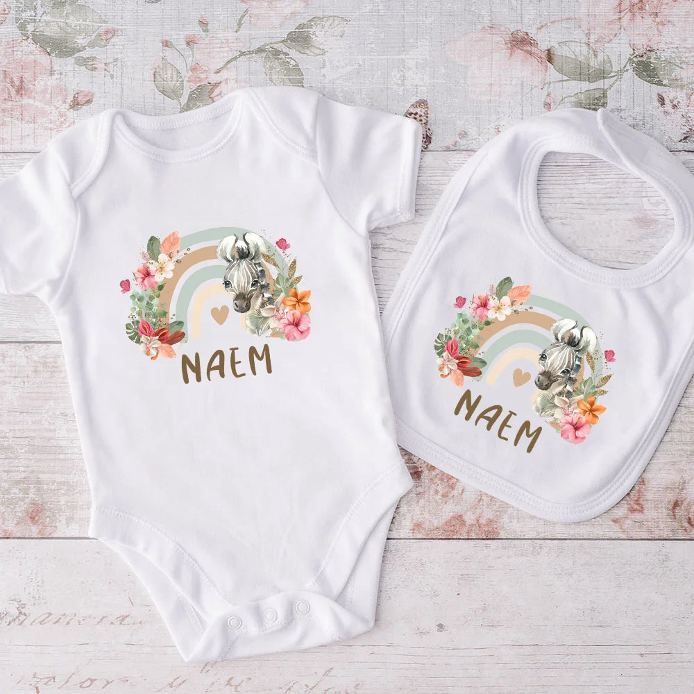 Set Bavaglino e Body Personalizzati con Nome Regalo Per Neonati