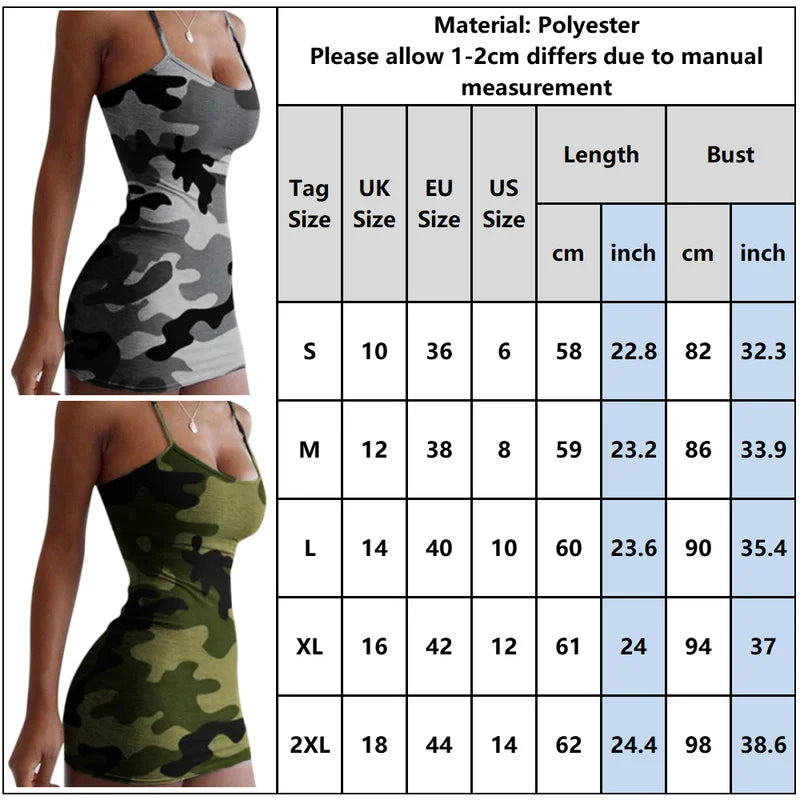 Vestito Sexy Mimetico - Mini Dress Estate Senza Maniche Donna